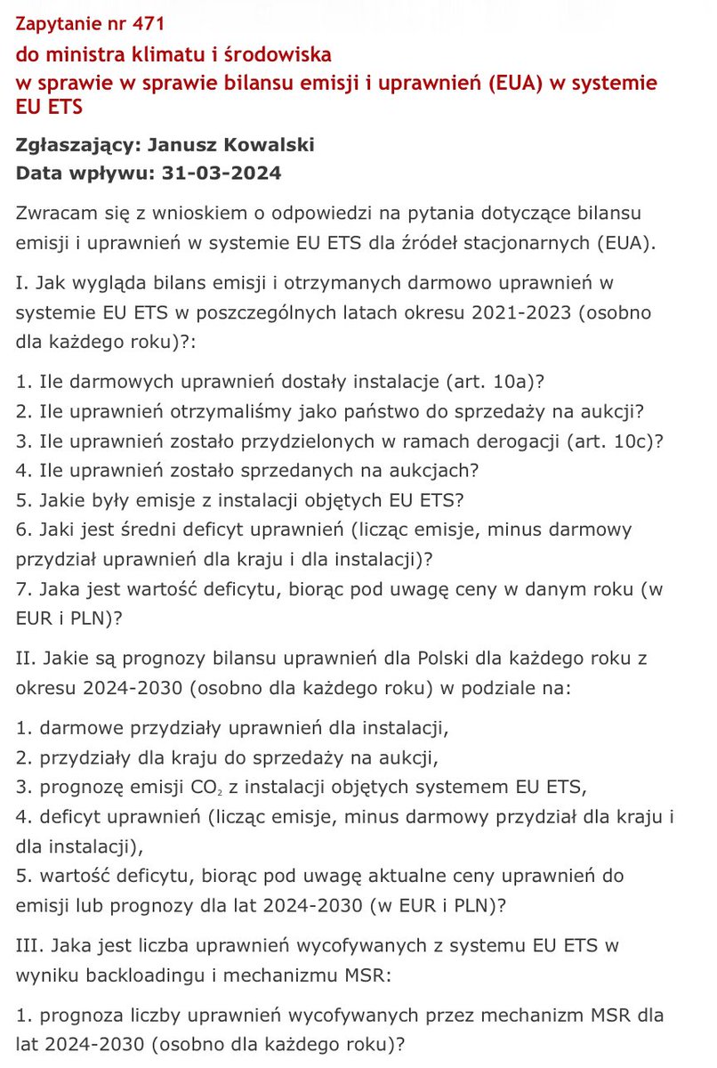 UE okrada poprzez EU ETS Polskę z pieniędzy. Polska rocznie traci bezpowrotnie na EU ETS ~30 miliardów zł. Polska zamiast na inwestycje w zbrojenia i w energetykę transferuje poza swoje granice bezpowrotnie rocznie ponad 30 mld zł. Wkrótce poznamy ile Polska straciła w 2023 r.