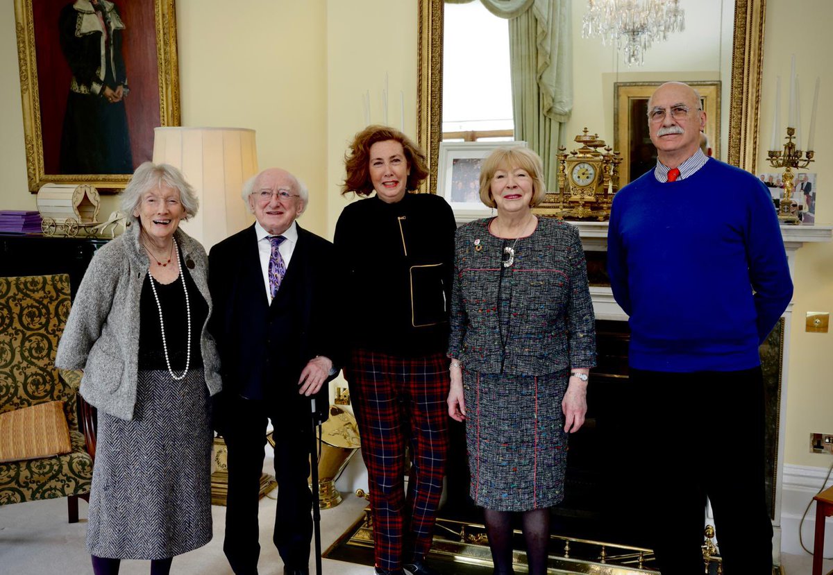 President and Sabina Higgins this afternoon welcomed Francesca Fabbri Fellini, niece of the great film director Federico Fellini, and film and television producer Lelia Doolan to Áras an Uachtaráin