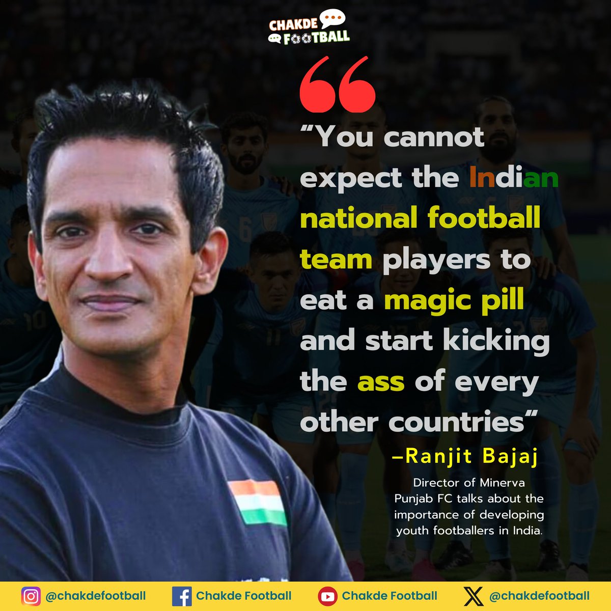 @THE_RanjitBajaj talks about the importance of developing youth footballers in India. What do you think about this? Comment below.👇 Link to the full video on YouTube: appopener.com/yt/di0v4xe6b #IndianFootball