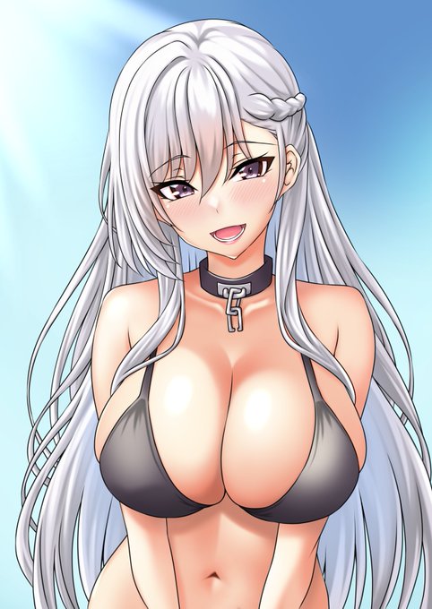 #気温が高いので気が早いが水着絵が見たい水着が来ないなら自分で描けばいいじゃないベルファスト(ちょうど1年前の絵) 