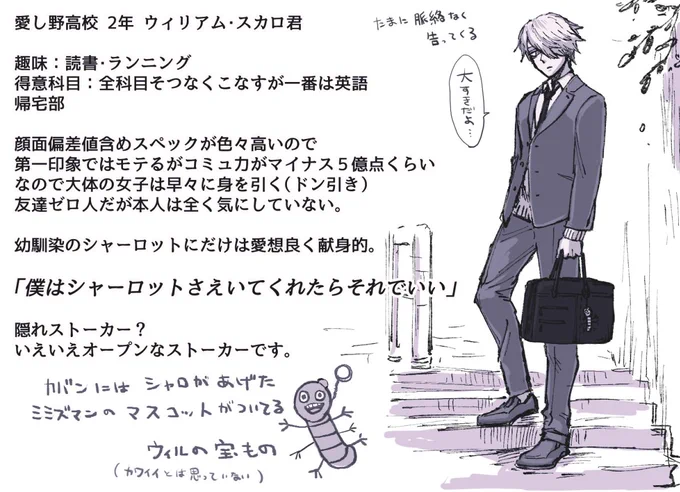 ミミズマンを探していたら出てきた高校生パロのウィリアムの紹介が雑すぎて… いや大体あってる 