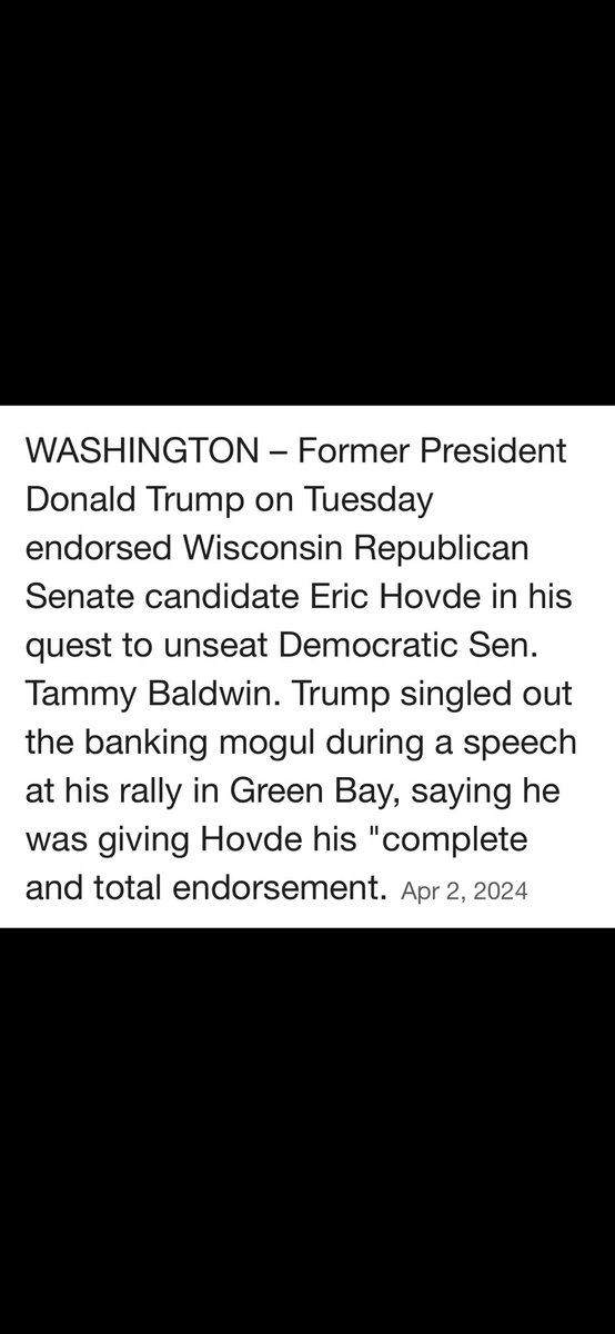 If you get a “complete and total endorsement” from Trump, then you are nothing more than a MAGA bootlicking pawn. Looking at you, Eric Hovde.