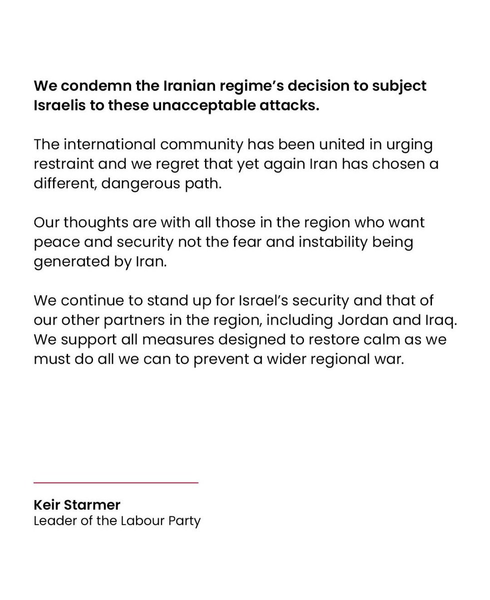 Neither Sunak nor Starmer made any reference to the context of Iran's overnight actions.
They would both take us into full scale conflict if it served their political purposes, and those of their sponsors.
Do not vote Tory.
Do not vote Labour.
We absolutely must #BreakTheDuopoly