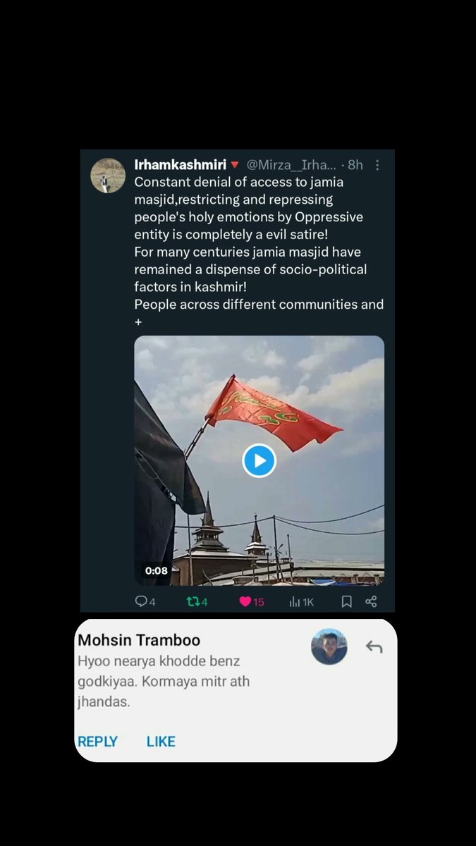 This 'gissi-shuirr' indluges in self-hating wokism for a few likes & crumbs of attention — by calling Kashmiris racist; 
 
and next day, makes fun of 
'Ya Hussain' flag - that was raised to protest closure of Jamia Masjid Srinagar.

'wE aRe aLL oNe, iRReSpEcTiVe oF cAsTe...' 🤡