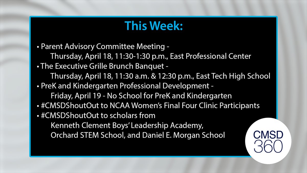 Check out CMSD 360 for happenings around the District during the week of April 14! youtu.be/MIR4zaOMnx0
