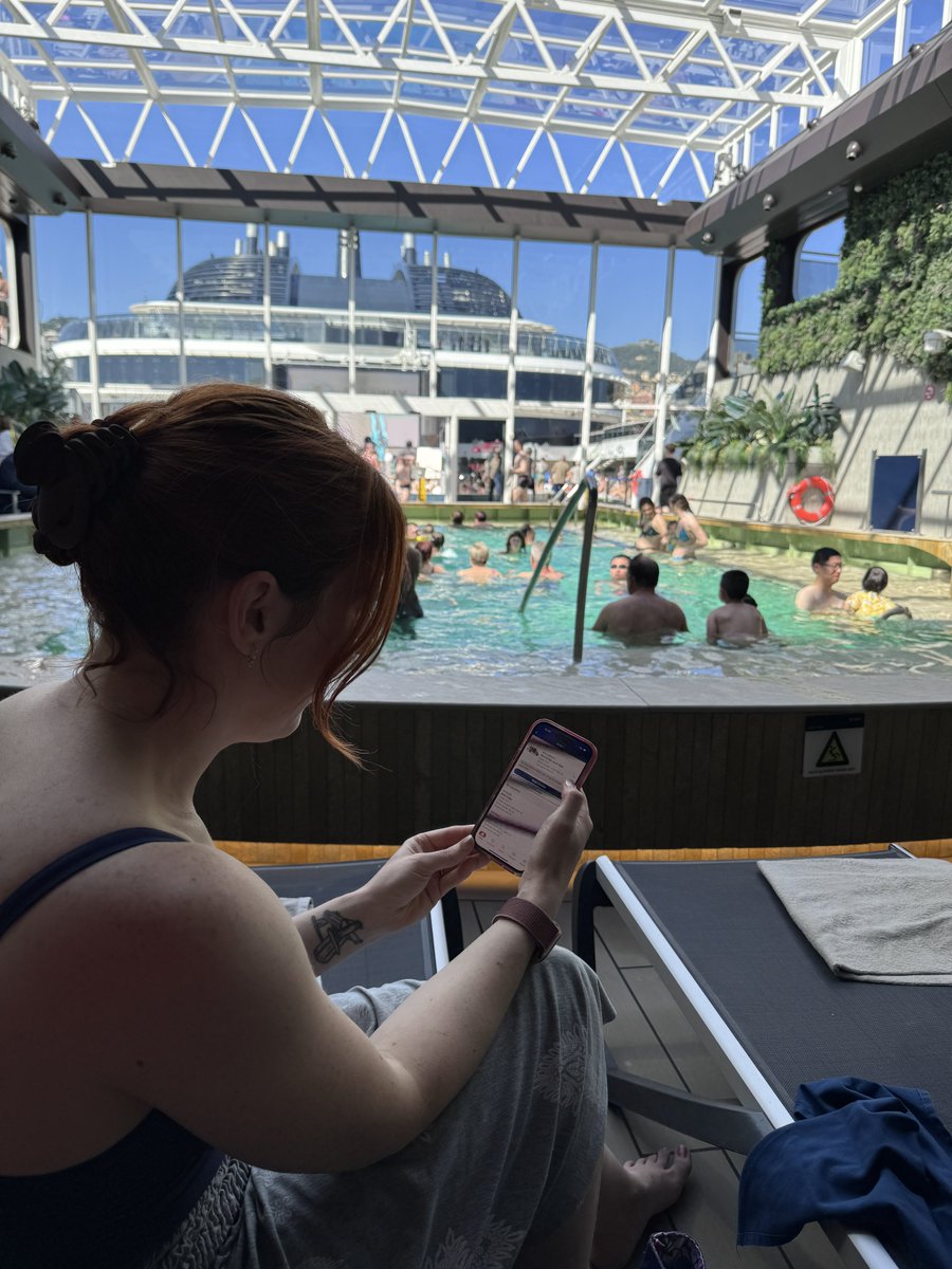 The joys of modern technology, I spotted my wife ordering the weekly shop from @TescoIrl sitting pool side in the Botanic Garden on a cruise ship in the Mediterranean Sea! #MSCWorldEuropa #Tescoirl #LeaveTheKidsAtHome