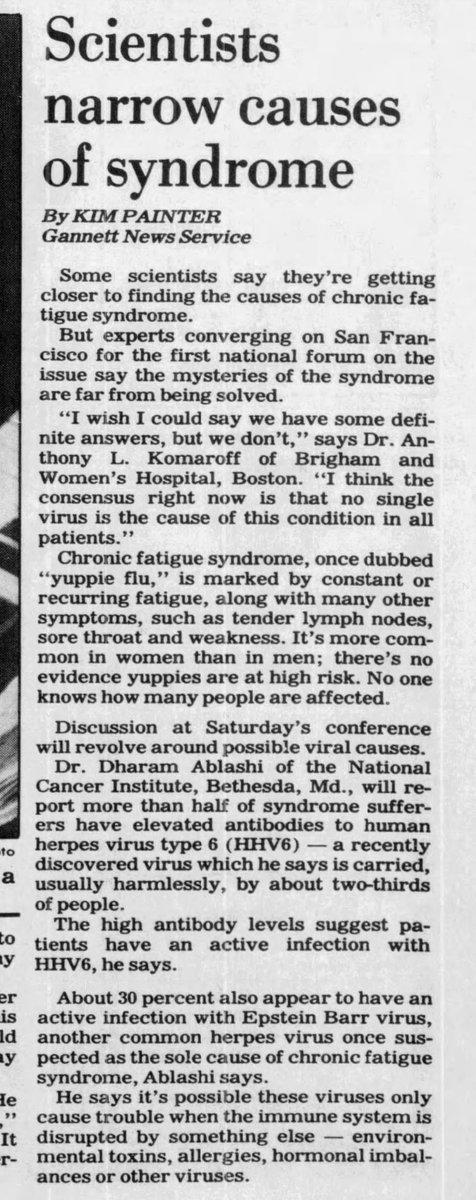 Thirty-five years ago today. The Bellingham Herald, US. 14th April 1989. #myalgicencephalomyelitis #myalgice #cfs #cfsme #mecfs #chronicfatiguesyndrome.