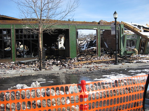 On March 1, 2009, I was playing in a pool tournament in downtown Bozeman. During a break I walked to the Rocking R Bar & took the 1st photo.  
The 2nd photo shows the Rocking R Bar 4 days later after the gas leak explosion on March 5th.