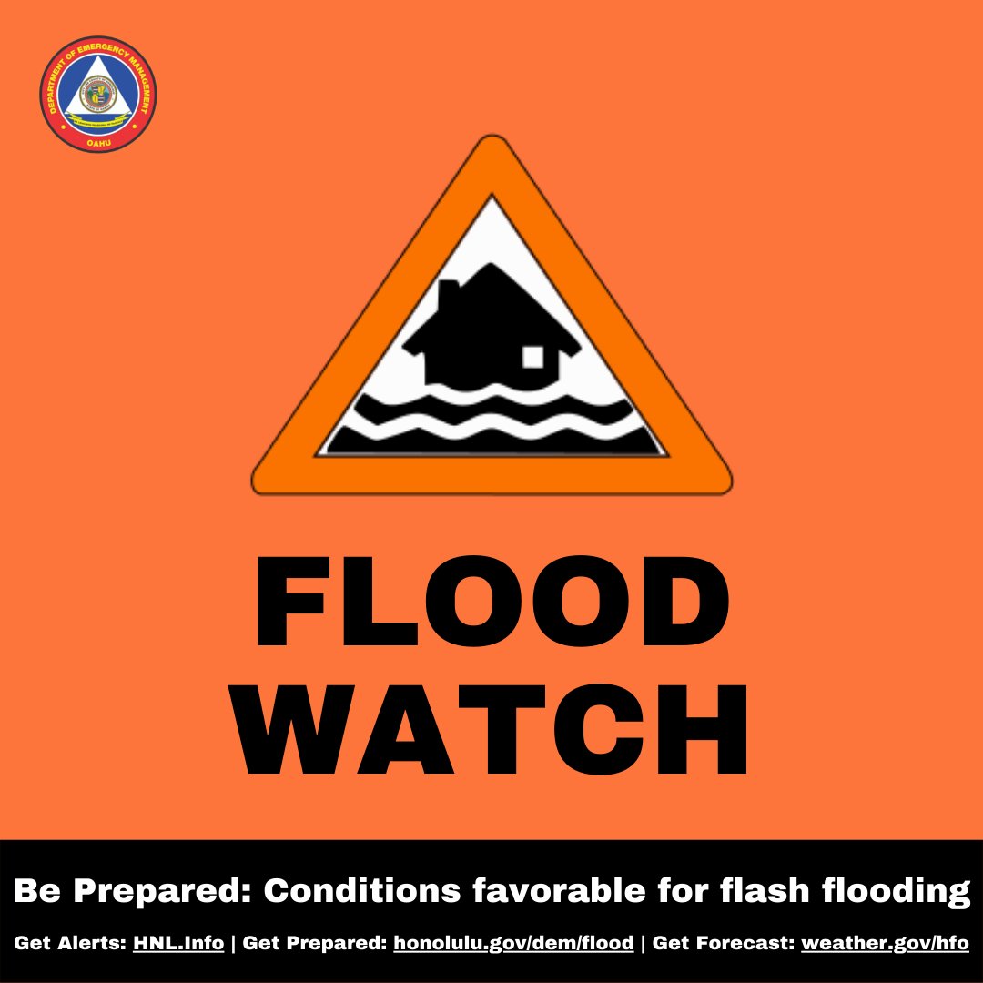 Flood Watch for Oahu through Monday Afternoon web1.hnl.info/hnlalerts/web-…