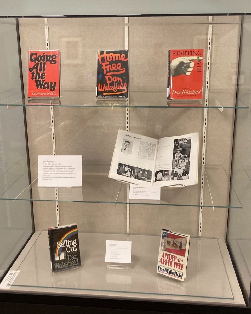 Indiana author Dan Wakefield passed away last month and the @state_library currently has a display of his books to celebrate his life and legacy. Learn more about the writer: bookmarkindy.com/locations/red-…