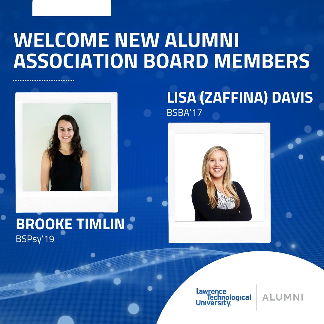 Help us welcome two new members to LTU's Alumni Association Board—Brooke Timlin and Lisa Davis! 🙌

If you would like to get involved with LTU as an alum, there are many ways to participate! Submit a form of interest here ➡️ bit.ly/3Q1gLe8

#WeAreLTU #LTUAlumni