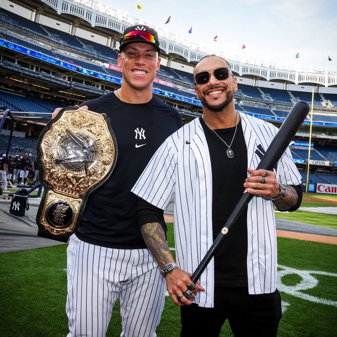 YankeesPod's tweet photo. If Aaron Judge hits a home run today someone who retweets and is following is winning a shirt. Comment your size. Let’s go Yankees. https://t.co/EOX3l5R3fN