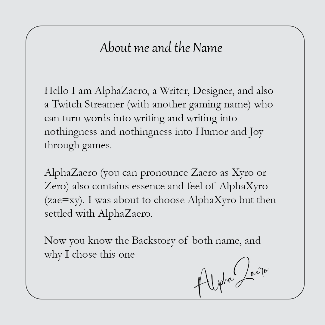 alphazaero's tweet photo. Backstory of Name and Small intro about me

#like, #follow, #share, #support @alphazaero 

#alphazaero #explorepage #TrendingNow #storytelling  #fypシ #explore #viralpost #trending #poetrycommunity #writerscommunity #poetry #poem #vss365 #art https://t.co/zY76HVK93B