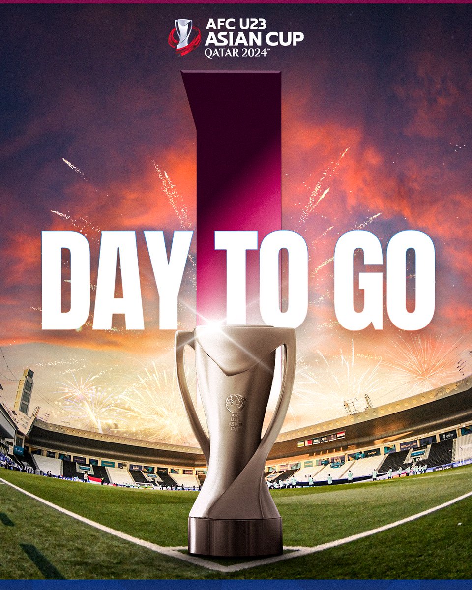 يوم واحد فقط يفصلنا عن انطلاق #كأس_آسيا_تحت_23سنة ☝️

من سيحسم اللقب؟ 🤔