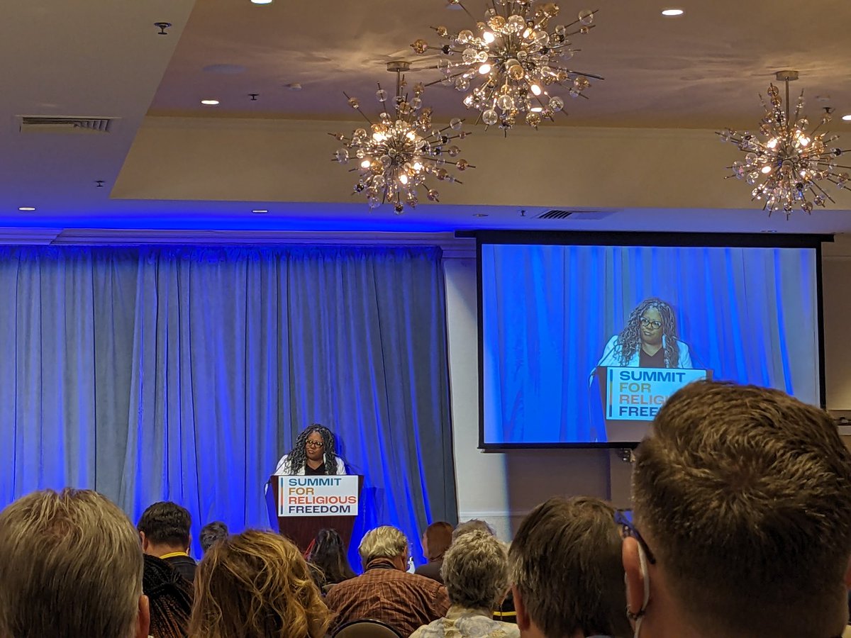 'It's about fundamentally changing America and fundamentally changing it into a Christian state,'@AntheaButler at #SRF2024 in spot-on talk about rise of Christian nationalism. Yup, as she promised, this is not a hopeful talk.