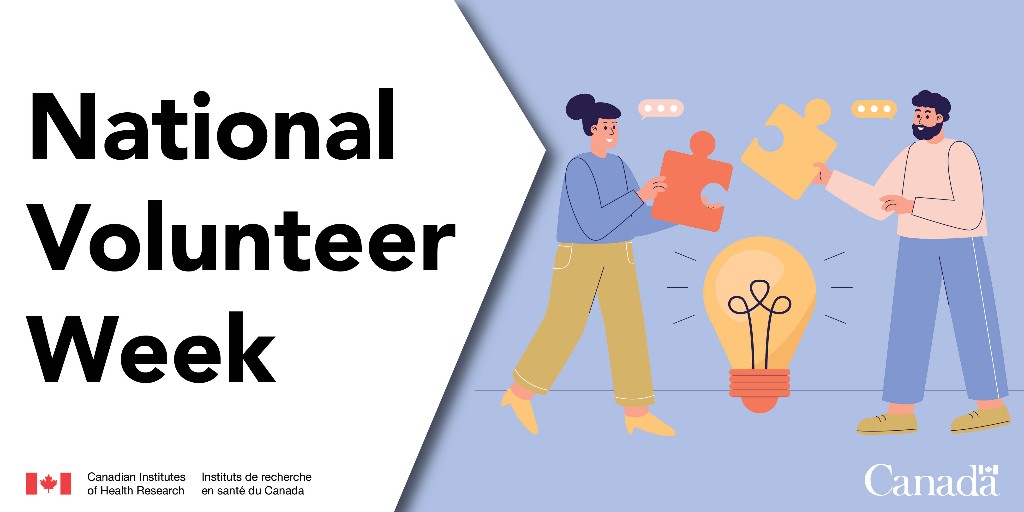 This week marks #NationalVolunteerWeek!

We want to thank all the CIHR volunteers who help support #HealthResearch in Canada, including all our peer reviewers, committee chairs and scientific officers! 👏