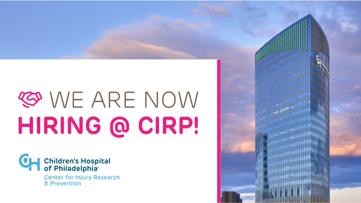 The Center for Injury Research and Prevention at @ChildrensPhila is hiring a Clinical Research Assistant and Clinical Research Program Manager for our Neuroscience of Driving Program! Learn more and apply here: injury.research.chop.edu/employment-opp… #JobOpening #CareerOpportunity #NowHiring
