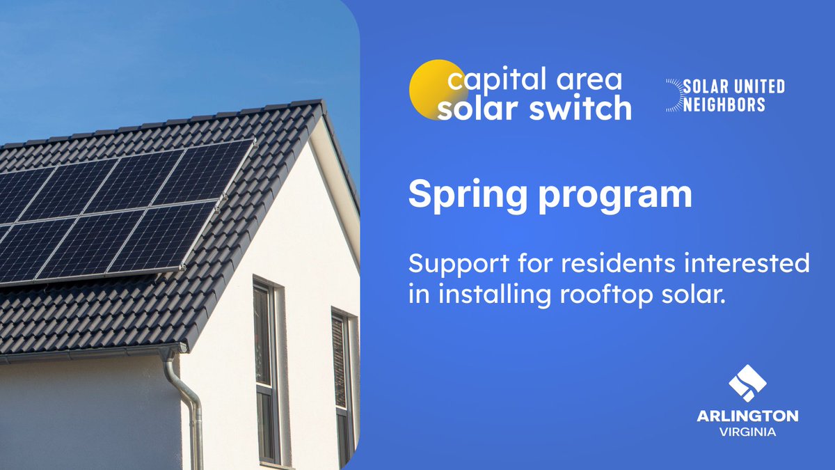 Arlington residents can save money installing solar through the #SolarSwitch program! Through bulk purchasing or group buying, previous programs secured a 16% discount on solar & battery storage systems. Save money & make an informed decision. Learn more: bit.ly/SolarSwitchArl…