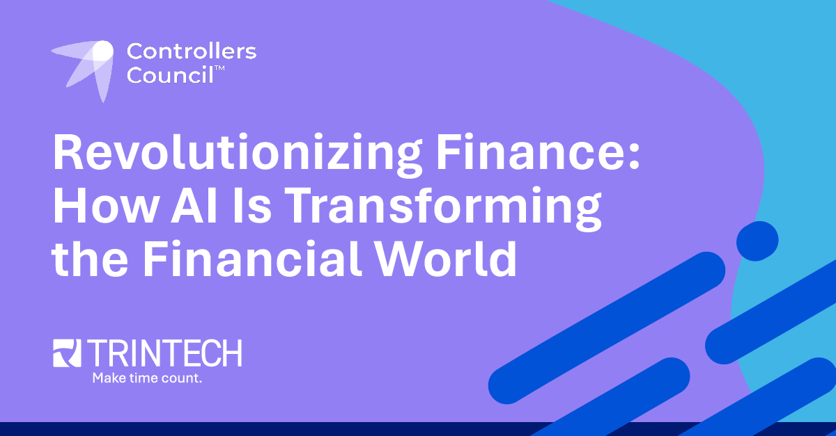 TrintechInc's tweet image. For #controllers and #CFOs, understanding and leveraging #AI is not only pivotal to staying ahead in today’s fast-paced financial landscape but also to helping your business navigate uncharted waters and prepare for the future of #finance. ow.ly/8hAq50Rfkbc
