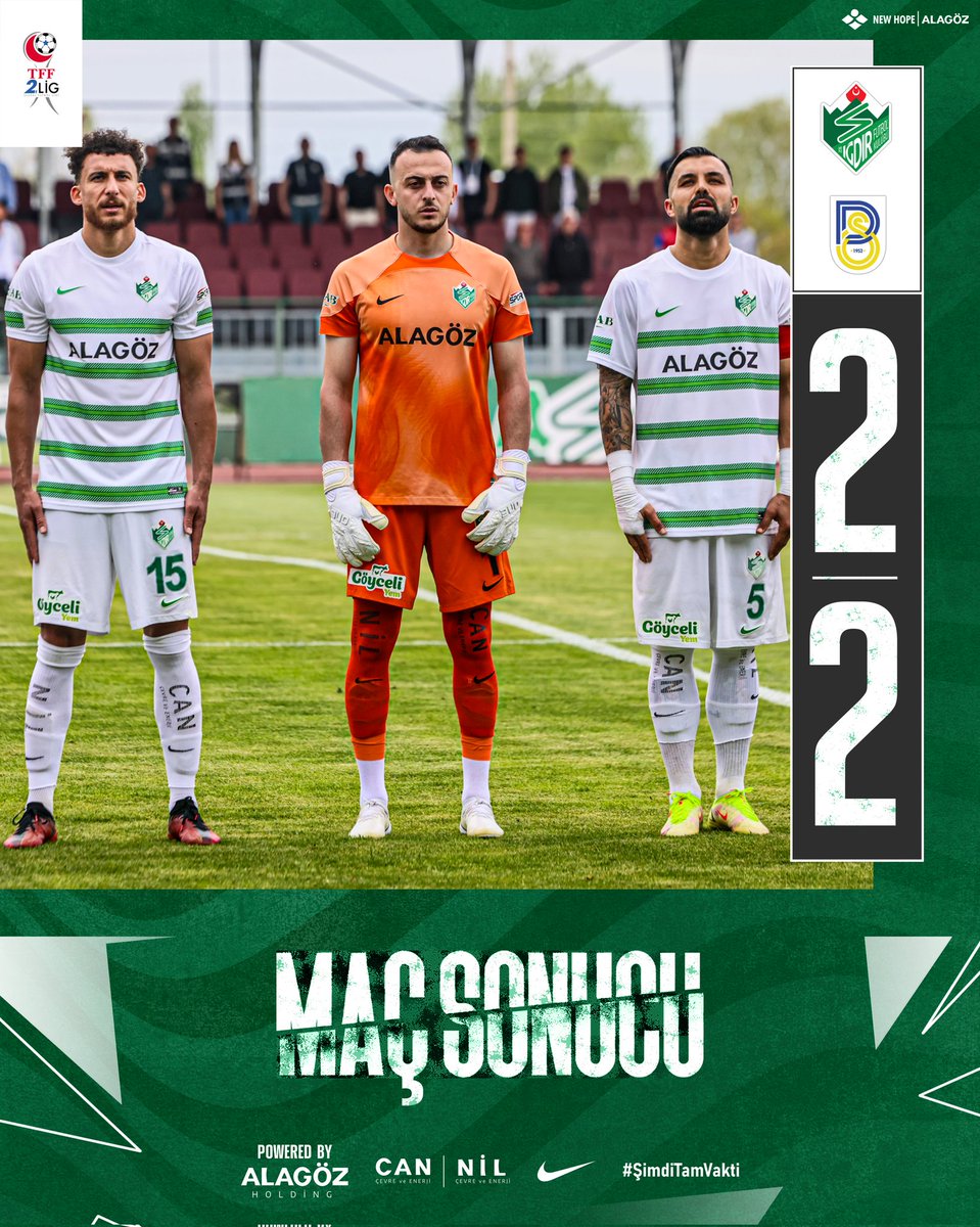 ⏱ 90' | Maç Sonucu Alagöz Holding Iğdır FK 2-2 Belediye Derincespor ⏱️61' Süleyman Güneş ⏱️65' Mücahit Can Akçay