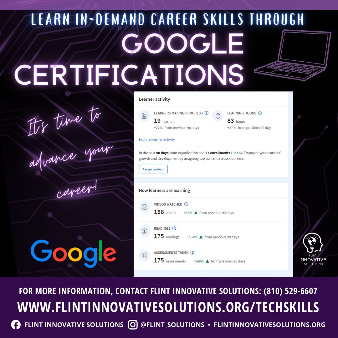 SolutionsFlint's tweet photo. You do not want to miss out on this opportunity❗️🫵🏽

Move your career forward with our Google Program! 💡 No experience needed, free to apply and attend, and loaner laptop given out to complete your courses if needed! https://t.co/uNiUP2eAyM