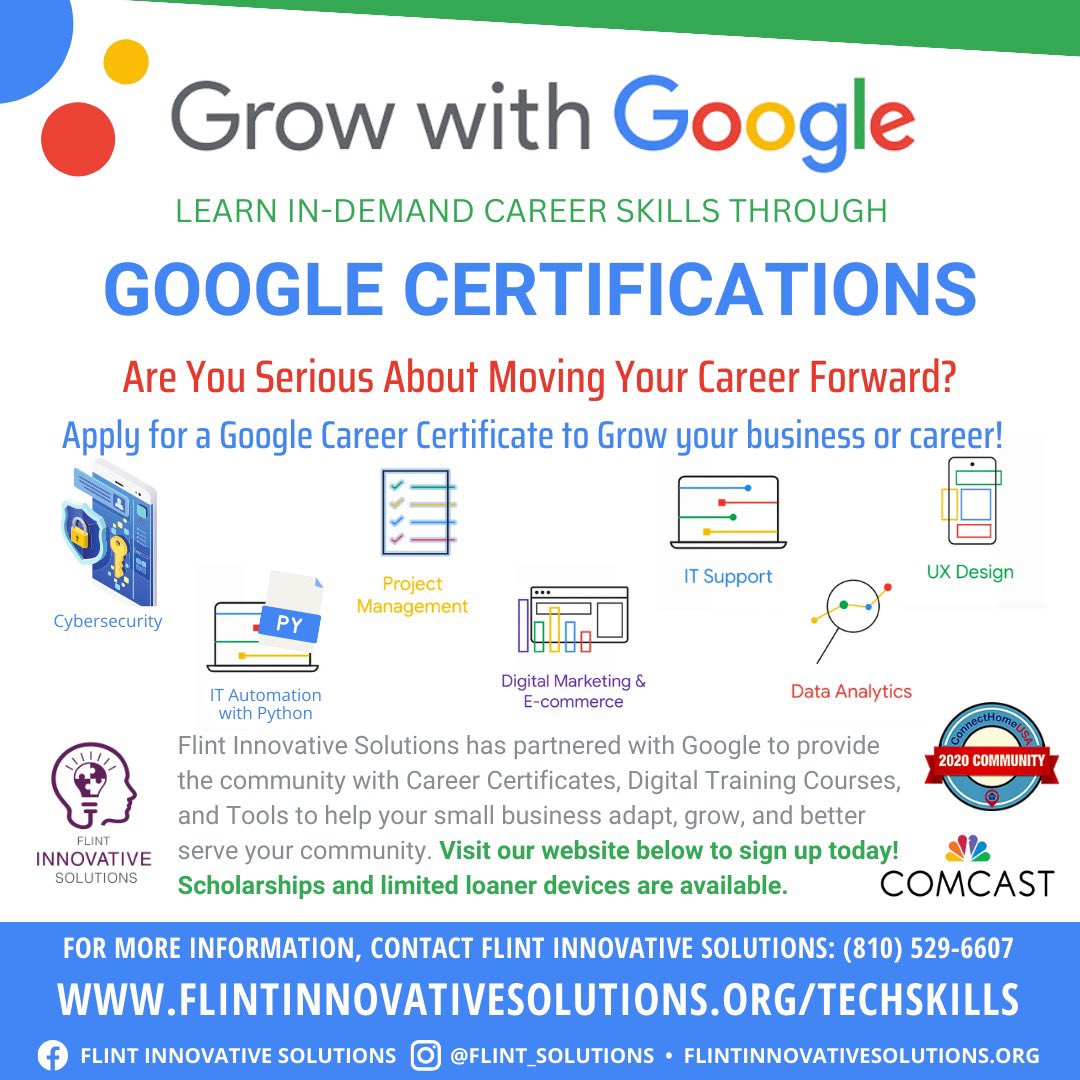 SolutionsFlint's tweet photo. You do not want to miss out on this opportunity❗️🫵🏽

Move your career forward with our Google Program! 💡 No experience needed, free to apply and attend, and loaner laptop given out to complete your courses if needed! https://t.co/uNiUP2eAyM
