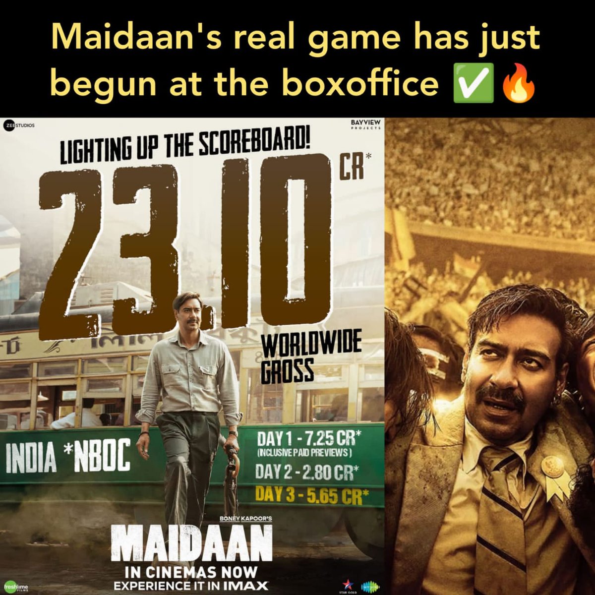 With each passing day, #Maidaan's box office numbers soar higher, proving that its impact is more than just a flash in the pan.