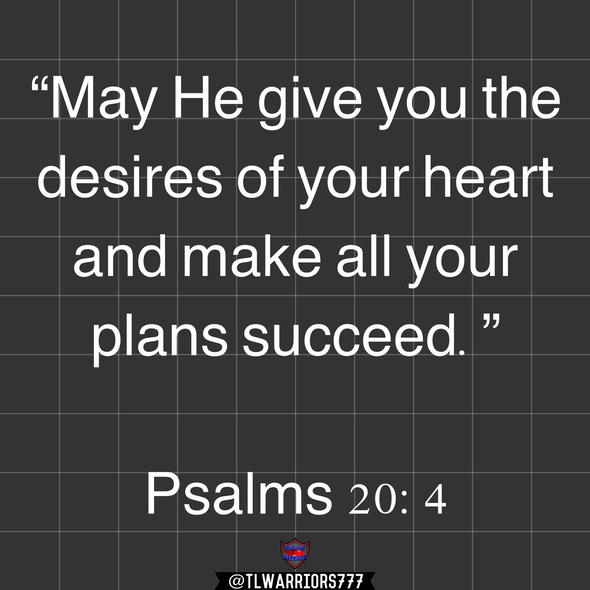 “May He give you the desires of your heart and make all your plans succeed.” Psalms 20:4