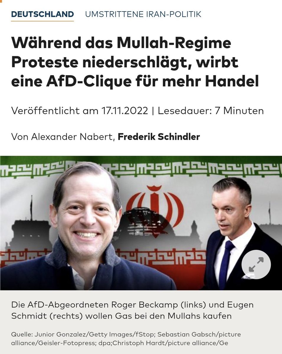 Man muss zunehmend am Verstand jedes einzelnen #AfD-Wählers zweifeln. Die MdBs Eugen #Schmidt und Roger #Beckamp setzen sich schon lange für Atomabkommen mit #Iran ein & halten #Israel für die wahre Bedrohung. Der #Storch schreit: Böser #Iran! #StandWithIsrael