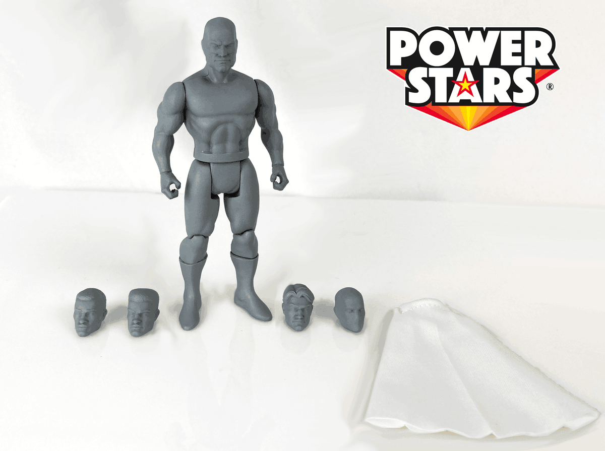 Want to create your own superhero? We've got you covered here too! Boss Fights Power Starts Action Figure Blanks are just what you need! They are the perfect starting point for your custom hero, complete with 5 alternate heads and a sleek white cape! tinyurl.com/yyrmvw7s