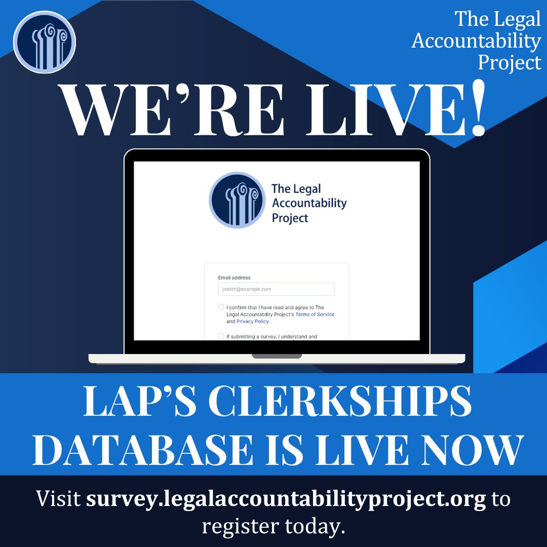 If you think @The_LAP_'s Clerkships Database is as good an idea as we do, and you’re a: #️⃣CLERK: Fill out our survey. #️⃣CLERKSHIP APPLICANT: Sign up for Database access. 👇