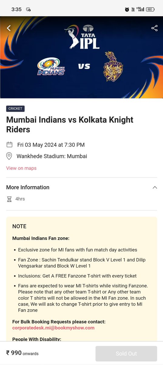 #KKRvLSG 
#Kkrvsmi 3may on Friday @KKRiders I need a ticket. Someone opens a booking and sells it out in a day. Is this a big scam? Please help me as I need a ticket! #IPLinHindi #ipltickets 

@IPL @mipaltan 
#IPLticket #KKRCinemasProductionNo1