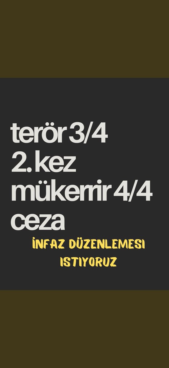 TERÖRÜN BİLE 3/4’DEN YARGILANDIĞI BİR ADALETTE 4/4 CEZA SİSTEMİ BU VATANIN EVLATLARINA ADALETSİZLİKTİR. @yilmaztunc @YildizFeti @AbdurrahimFIRAT @av_nurettinalan @Av_Sibel33 @avabdullahguler @avcahitozkan @avfatmaoncu @avomerozmen @AvOzlemZengin @avsengulk @akbasogluemin