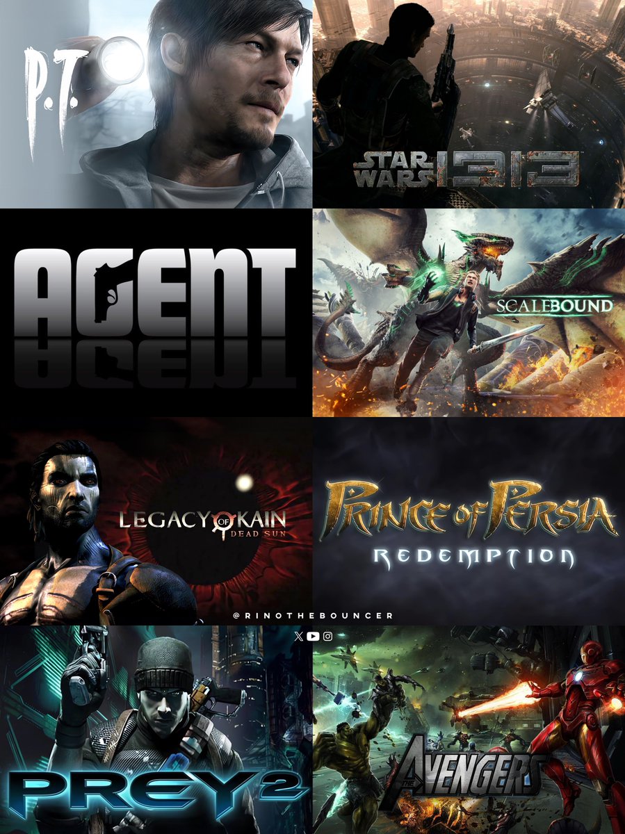 Cancelled Video Games 🥺🚀 ✅Hideo Kojima’s Silent Hills (P.T.) ✅Star Wars 1313 ✅Rockstar’s Agent ✅Scalebound ✅Legacy of Kain: Dead Sun ✅Prince of Persia: Redemption ✅PREY 2 ✅The Avengers What cancelled video games (this list or beyond) do you hope would come back?😎…