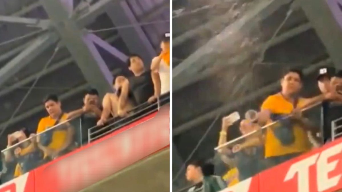 info7mty's tweet photo. Aficionado de Tigres lanza orines a Rayados en el estadio📹▶️https://t.co/JBjsIa0gHf

#INFO7 #Rayados #Tigres #Orines #ClásicoRegio https://t.co/SGNCwtFclf