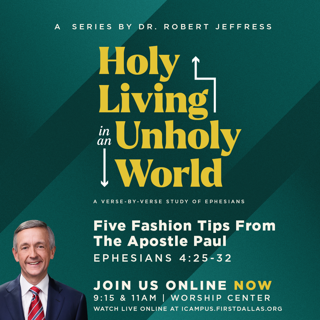 First Dallas is LIVE NOW for worship! Join us online now or again at 11am CT to hear a brand-new message from 'Holy Living in an Unholy World', a verse-by-verse study on Ephesians. WATCH: icampus.firstdallas.org