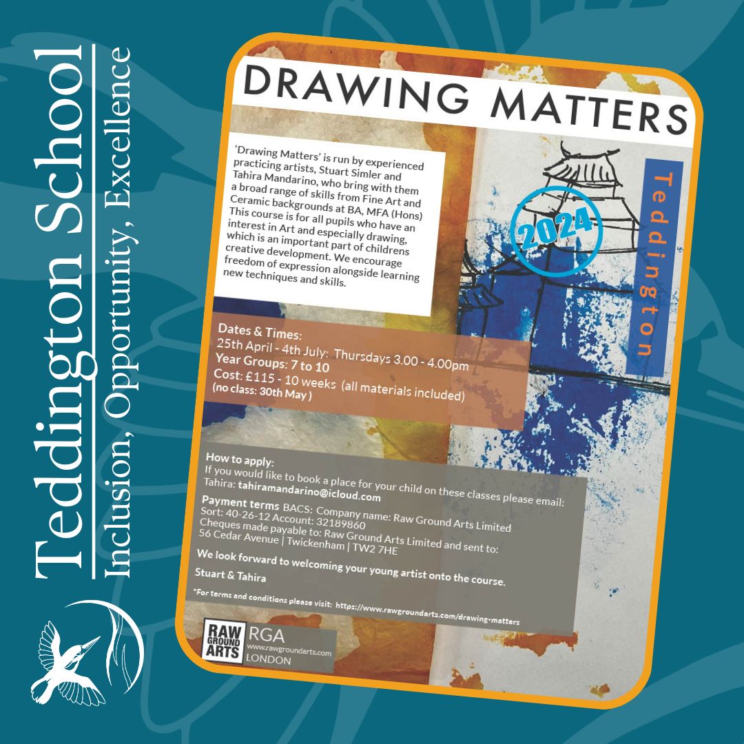 Unleash your inner artist by joining 'Drawing Matters' next term! More information below! ✏️⤵️

#Teddington #TeddingtonSchool #ExcellentEducation #GlobalCitizens #HealthyLearners #FutureReady