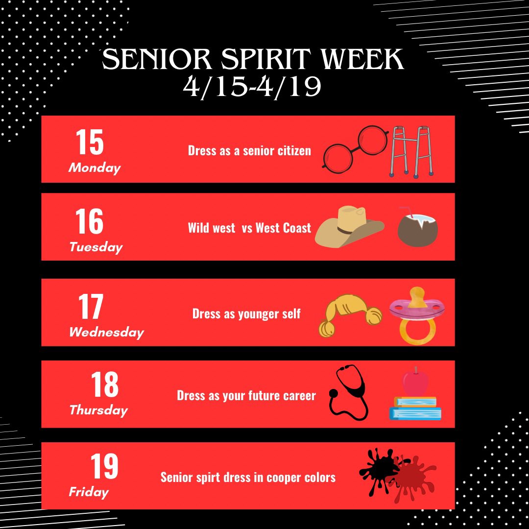 Senior Spirit Week starts tomorrow!