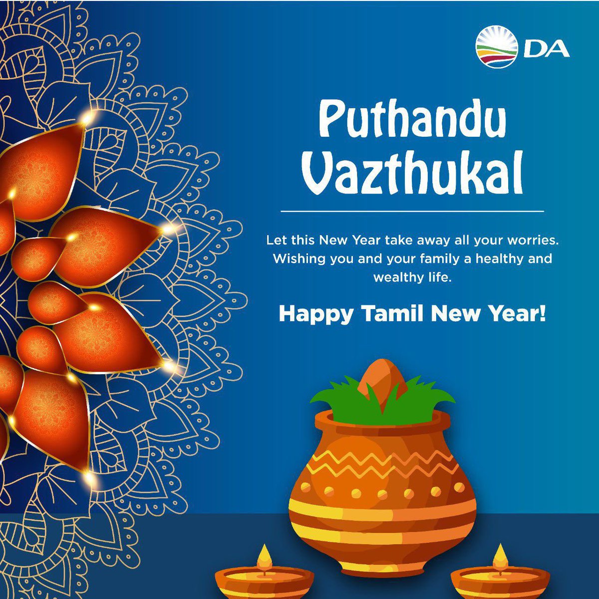 🪔| The DA in KwaZulu-Natal wishes our Tamil community a happy new year. We wish abundant blessings to all celebrating and marking this fresh start. Happy Puthandu!
