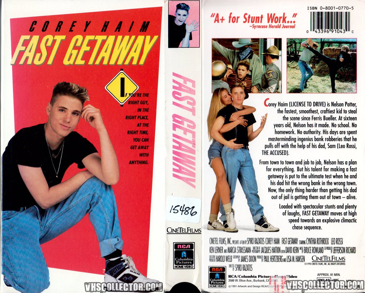“If you’re the right guy, in the right place, at the right time , you can get away with anything.” FAST GETAWAY (1991) | Dir. Spiro Razatos | Starring: Corey Haim, Cynthia Rothrock U.S. video art swiped from @VHSCollector!