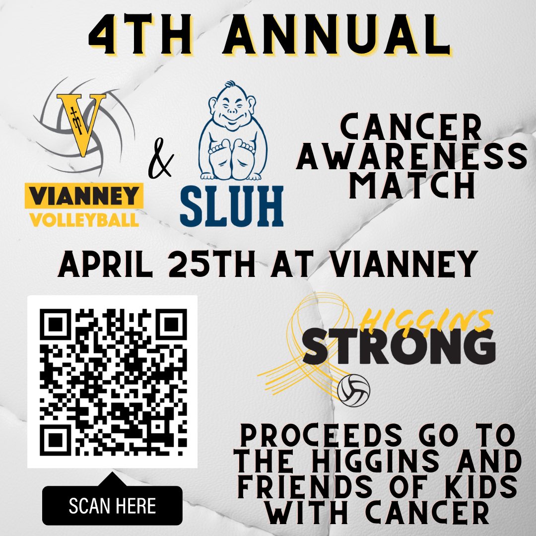 vianneyvolley's tweet photo. This year @vianneygriffins cancer awareness game with @sluhvball is in honor of Vianney junior Jack Higgins! Proceeds from shirt sales go to the Higgins family and Friends of Kids with Cancer! https://t.co/ZX47Y8l4c5 https://t.co/DhpUrKIhlY