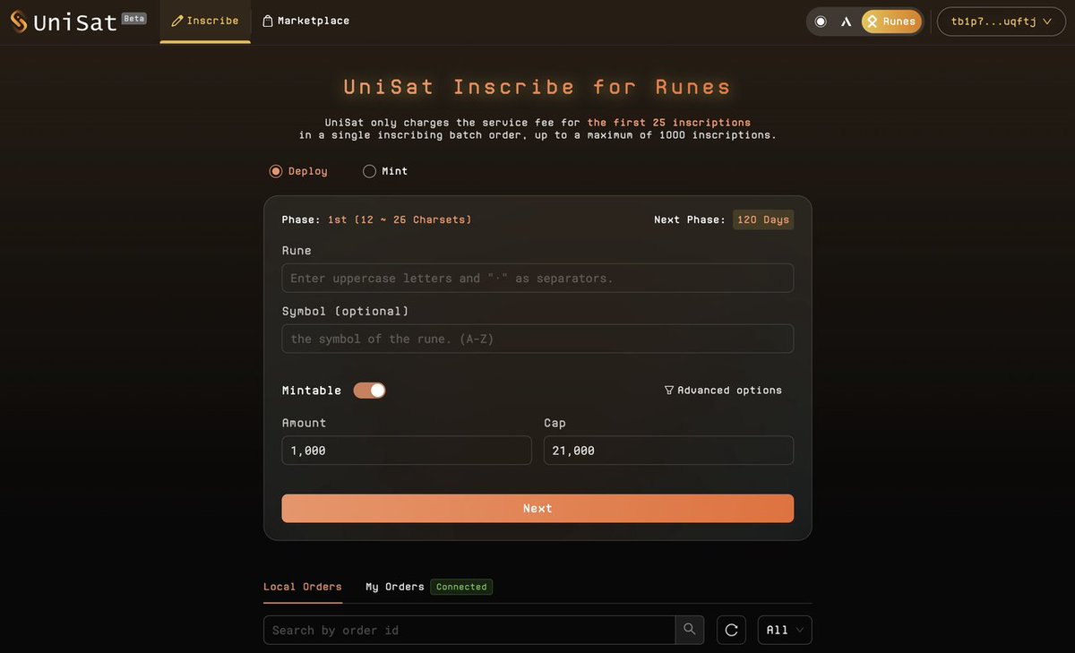 🚀#UniSat is ready for #Runes! Key features on UniSat for Runes: 🔸UniSat  Wallet for Runes 🔸UniSat Inscribe for Runes 🔸UniSat Marketplace for Runes  📍The testnet support for Runes is scheduled to launch