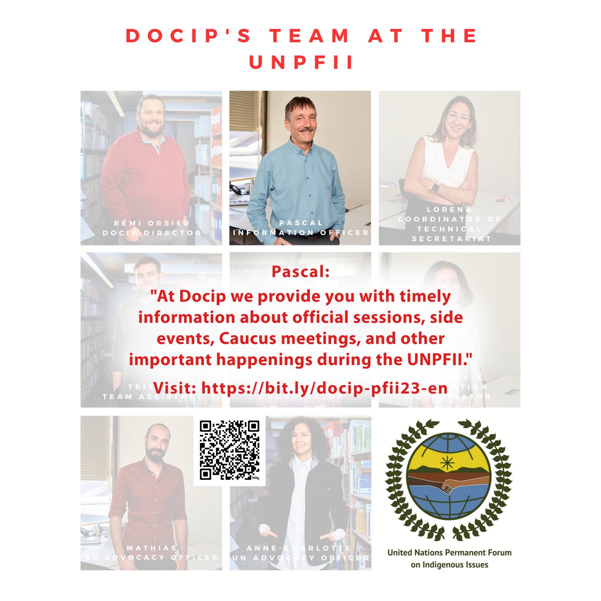 Docip at UNPFII - Pascal: At Docip we provide you with timely information about official sessions, side events, Caucus meetings, and other important happenings during the UNPFII. Visit: bit.ly/docip-pfii23-en #UNPFII #IndigenousRights #DocipTeam