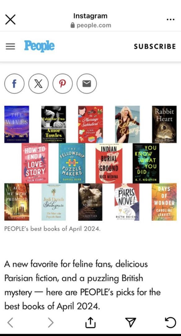 I am still passed out on the floor. People Magazine Best Books of April 2024. @algonquinbooks @hachetteus @bookprgirl @SuzyApproved #everyoneIknow