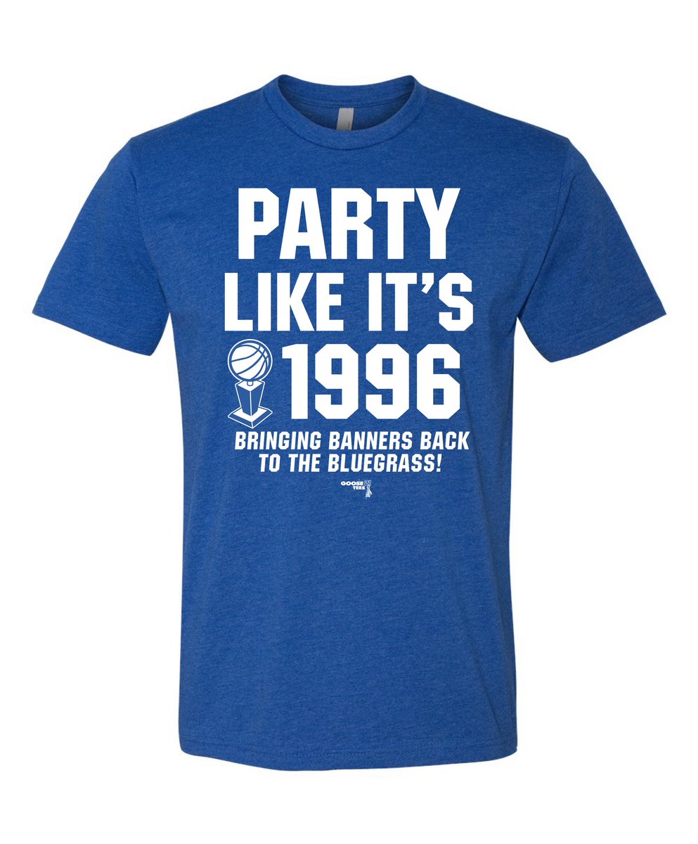 goose21tees's tweet photo. PARTY LIKE IT’S 1996!
“Bringing the Banners Back to the Bluegrass!” ➡️ $25.00 
https://t.co/fVKBNwUwLn
$5.00 from every shirt sale goes directly to NIL! This is the first of a kind. Support the players and Coach! https://t.co/BMcLql7Zfx