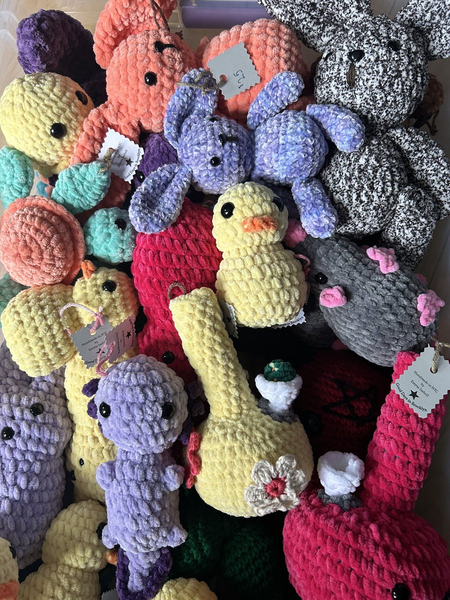 EverSinceNuYork's tweet photo. If anyone in Brooklyn needs something to do today! I’m working my first market selling crochet plushies https://t.co/HfjYegynco