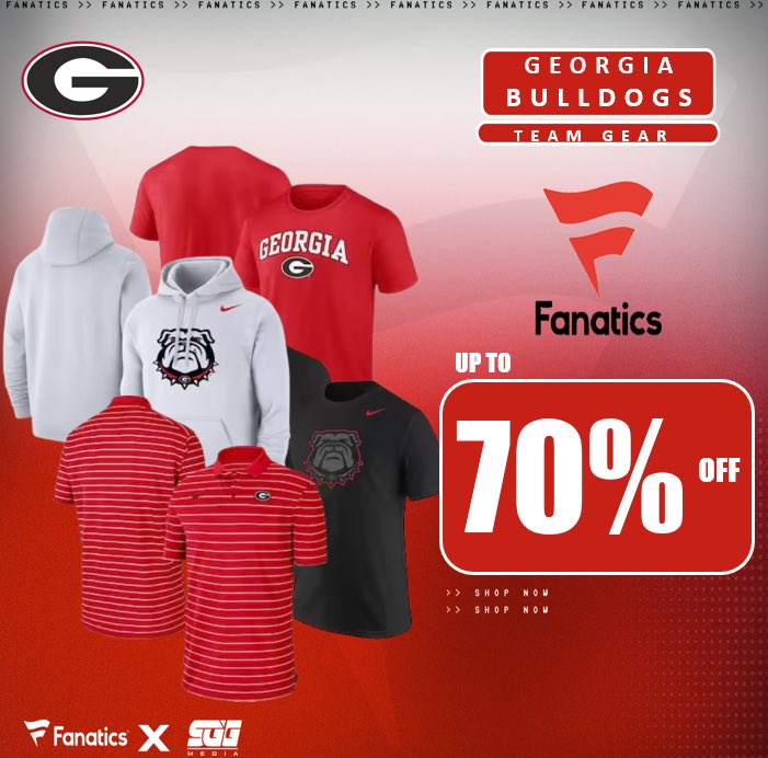 GEORGIA BULLDOGS SUPER SALE @Fanatics 🏆 GEORGIA FANS‼️Take advantage of Fanatics EXCLUSIVE OFFER and get up to 70% OFF Georgia Bulldogs gear using THIS PROMO LINK: fanatics.93n6tx.net/UGADEAL 📈 HURRY! DEAL ENDS TODAY 🤝#GoDawgs
