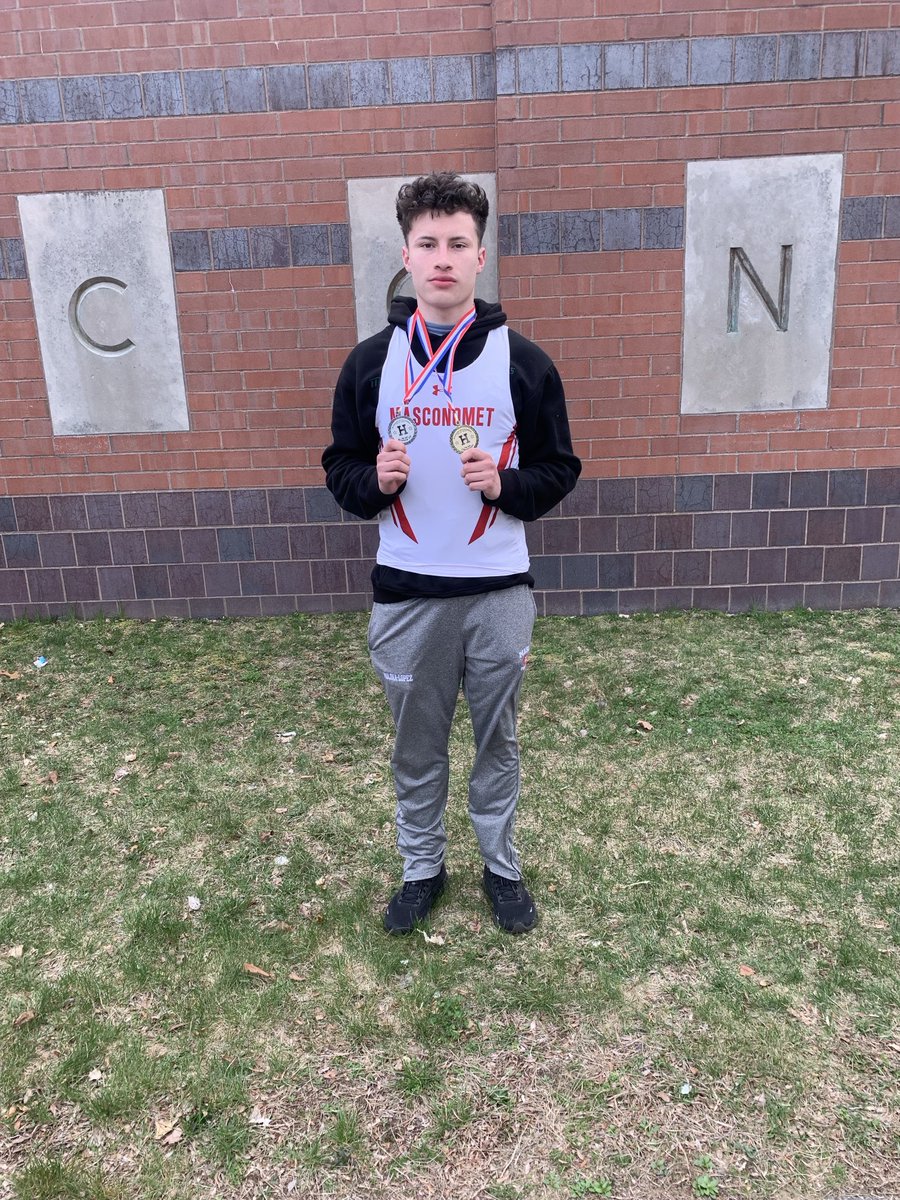 Nathan Molina-Lopez earns gold in the long jump 22’-7” and silver in the high jump 6’ at Saturday’s Haverhill Invitational.