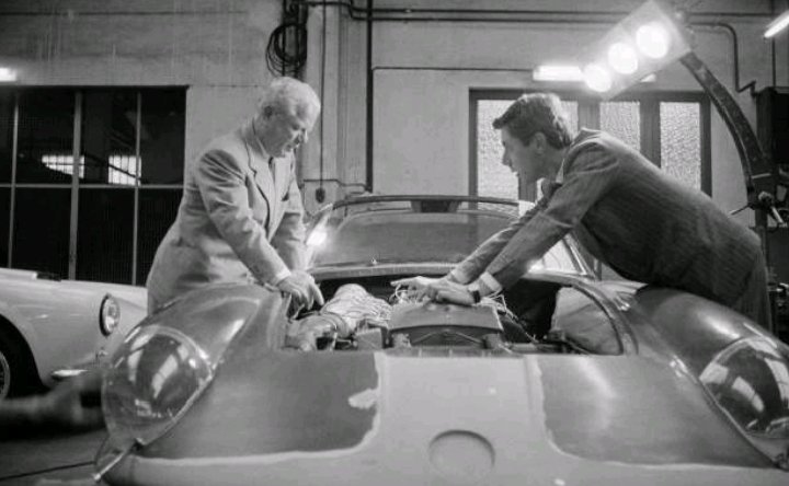 1956 Italian car designer Batista Farina 🇮🇹 and his son Sergio, of the #Pininfarina car design and coach building firm in Italy.
#ckassic #car