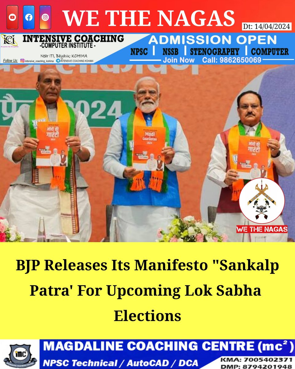 BJP Releases Its Manifesto 'Sankalp Patra' For Upcoming Lok Sabha Elections. . Read more at: instagram.com/p/C5vshDEv1FI/…